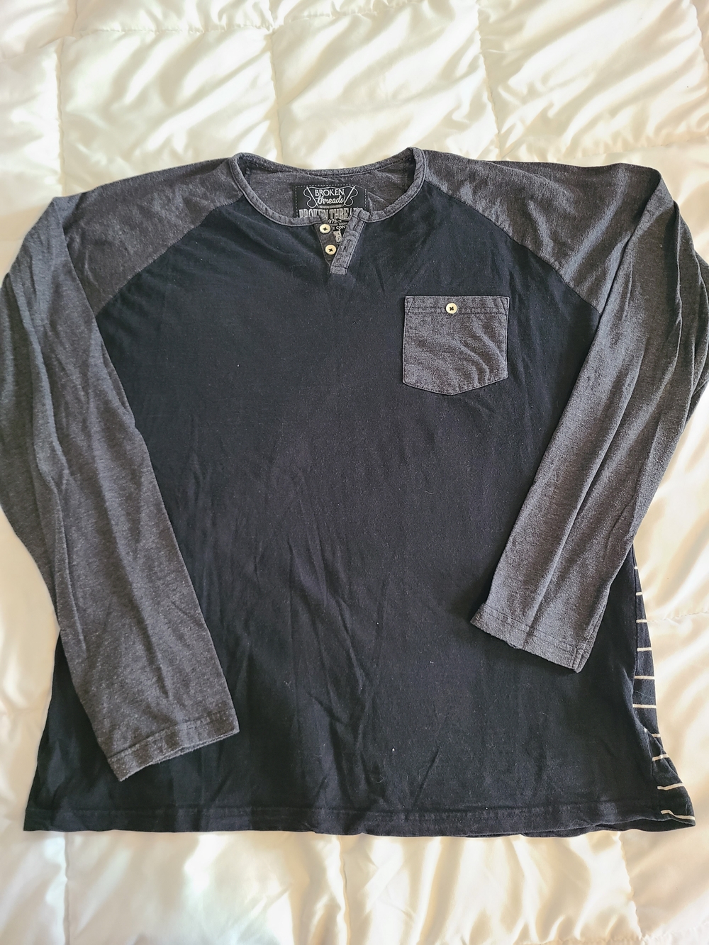 Broken Threads Navy & Charcoal Long-Sleeve Henley Shirt